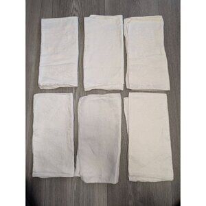 Set Of 6 Vintage White Damask Cloth Napkins 20" Square Floral Pattern Cotton-Lin
